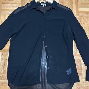 SUNDAY BEST sheer button up blouse
